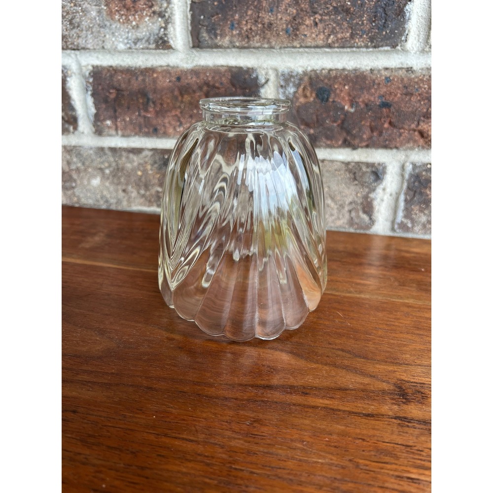Vintage Clear Glass Scalloped Ribbed Tulip Lamp Shade Replacement Light Cover